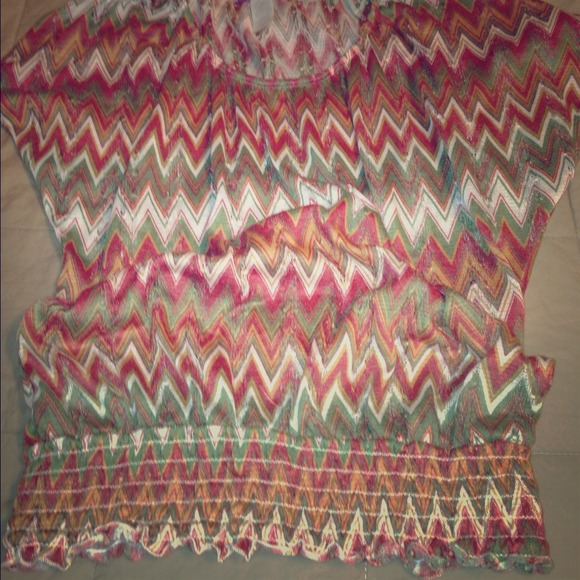 Sheer Chevron-pattern top.