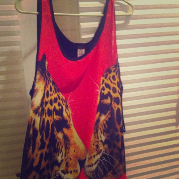 **SOLD** Doube Tiger Tunic. Hot Pink/Neon Pink