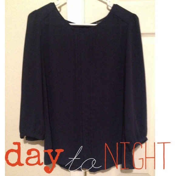 Forever 21 Tops - ❌SOLD Navy blue button back chiffon top