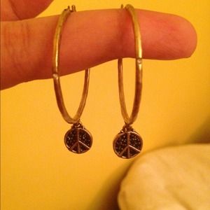 Lucky Brand peace sign earring/hoops
