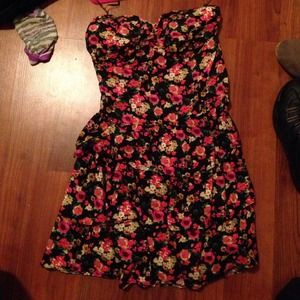Strapless floral dress