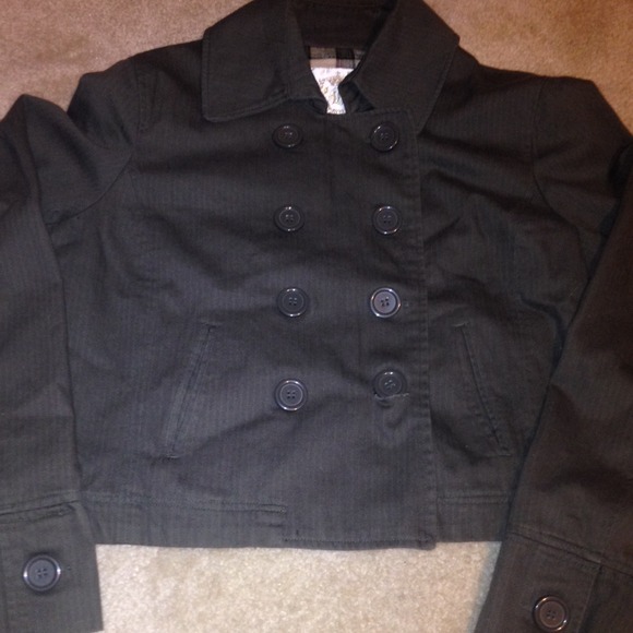 Grey-Green Double Breast Military Style Jacket