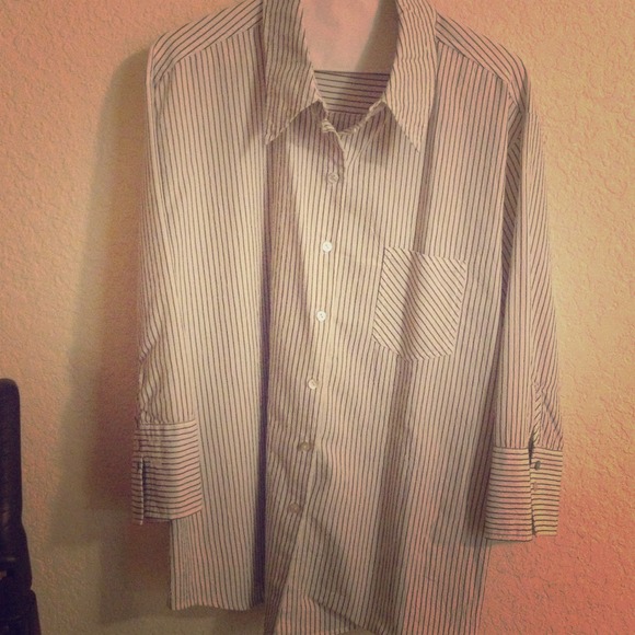 Chicos striped navy blue and white blouse! - Picture 1 of 3
