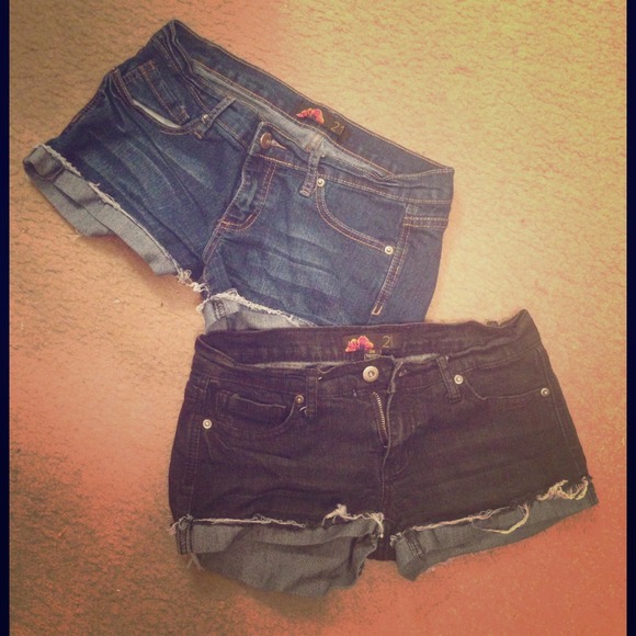 Blue jean shorts and black shorts f21