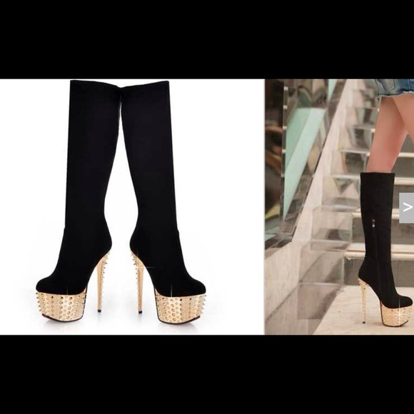 Stylish Black Knee High Dull Round Toe Boots