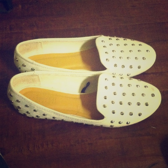 White Studded Flats