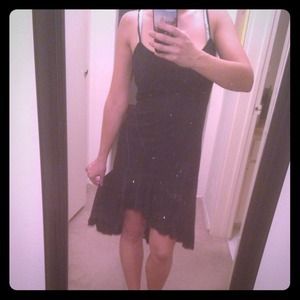 High low black slinky dress