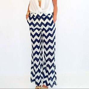 Navy Blue Chevron Pants