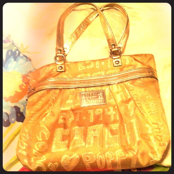 Gold Coach Handbag