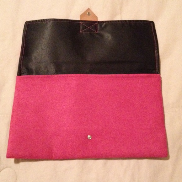 Pink Suede Envelope Clutch - Picture 2 of 2