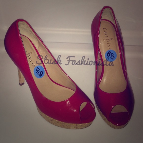 🎉SOLD!🎉 Cole Haan Patent Leather Peep Toe Pumps - Picture 1 of 4