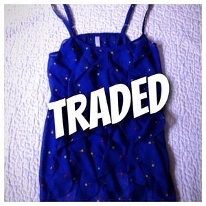 Cobalt Blue Ruffle Top - Sheer, Adjustable Straps