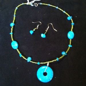 Handmade necklace and earring set