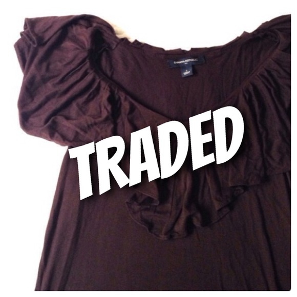 Banana Republic Brown Ruffle Top S Stretch