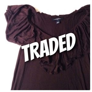 Banana Republic Brown Ruffle Top S Stretch