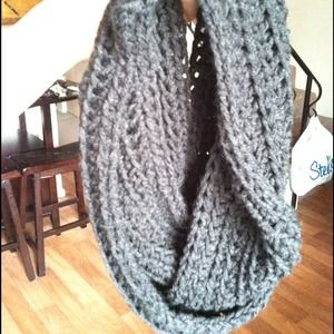 Personalized Black crochet infinity scarf.
