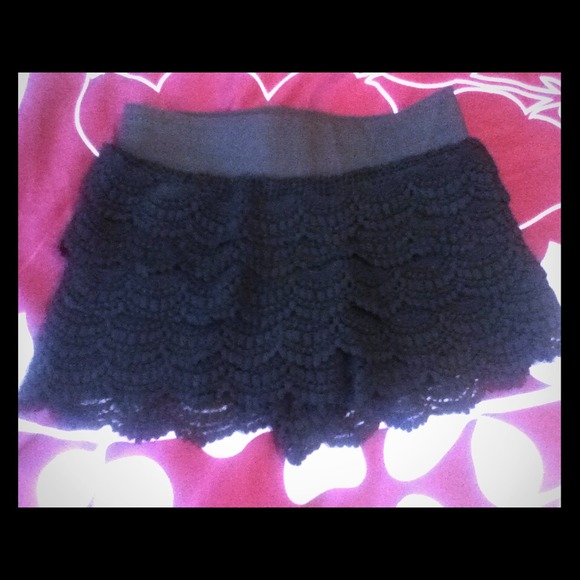 Black crochet shorts