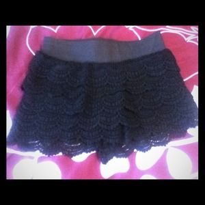 Black crochet shorts