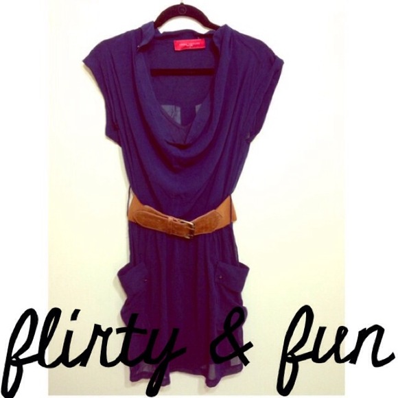 Never been worn navy blue dress with belt