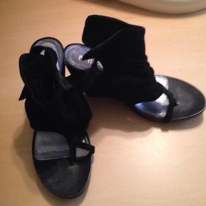 Black suede sandals