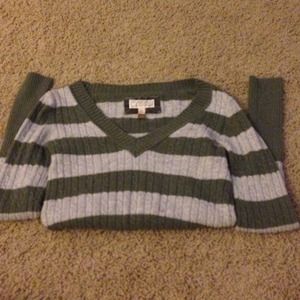 Grey and Green American Eagle Sweater