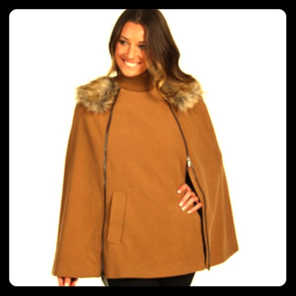 ***WEEKEND PROMO*** FUR-COLLAR PONCHO COAT.  $100