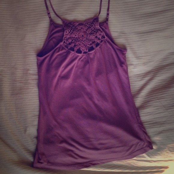 Mossimo Purple Cami Crochet Neck Adjustable Straps