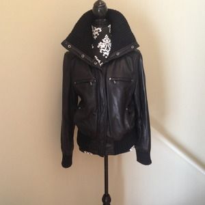 Michael Kors Leather Bomber Jacket