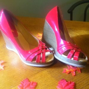 Red Patent Leather Wedge Sandal