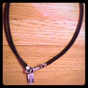 Coach leather rope choker charm necklace *auth*