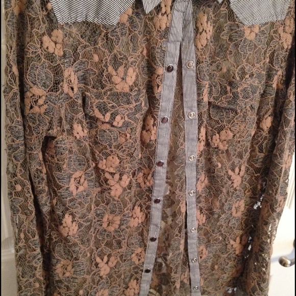 Blue lace button up! - Picture 3 of 3