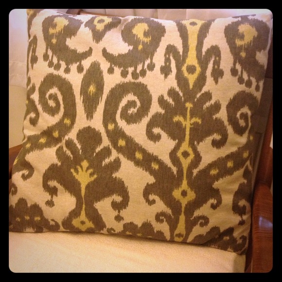 Grey Ikat Print Accent Pillow
