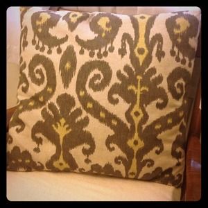 Grey Ikat Print Accent Pillow