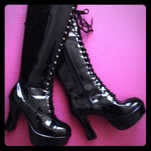 Black knee high boots