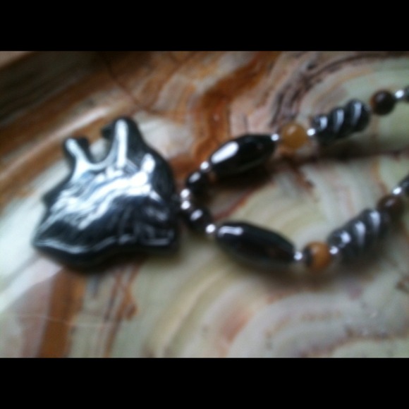 Beautiful black wolf necklace