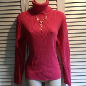Pink Cotton Turtleneck Sweater