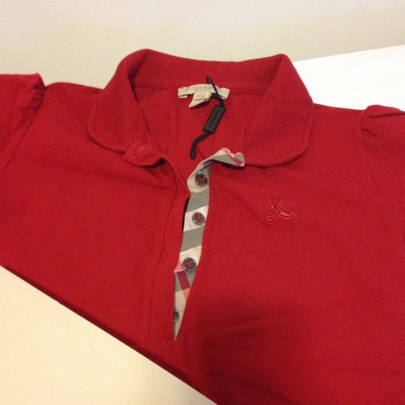 Red Burberry Brit Collared Shirt - Picture 2 of 3
