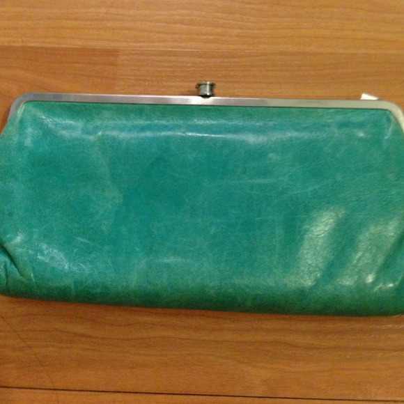 Hobo international turquoise leather clutch wallet