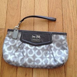 Silver Coach Wristlet