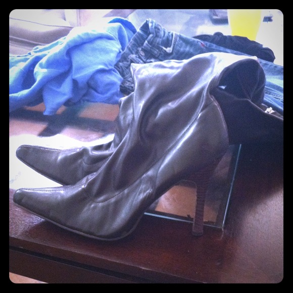 Brown mid thigh high boots