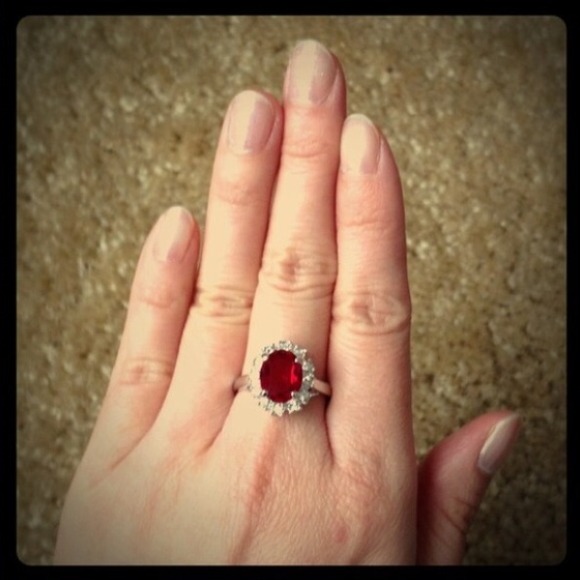 Red Cz Ruby Color Oval Ring