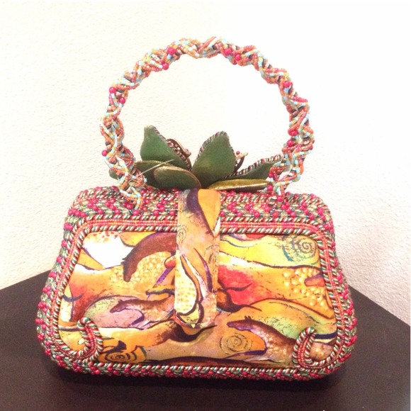 Yvette Floro Bags Vintage Handmade Beaded Embroidered Evening Bag