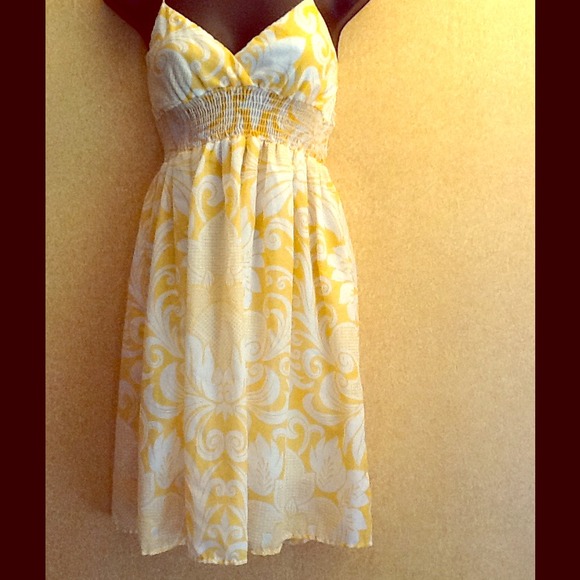 Yellow and white floral dress