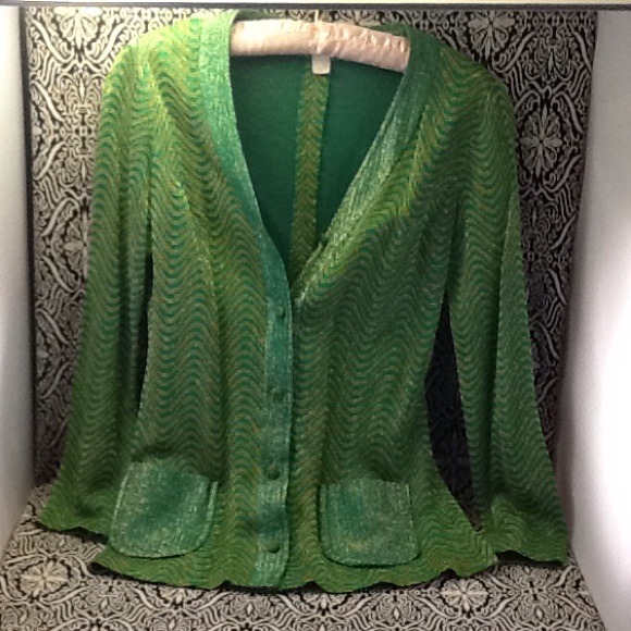 Vintage green &gold sweater M Lightweight and fun!