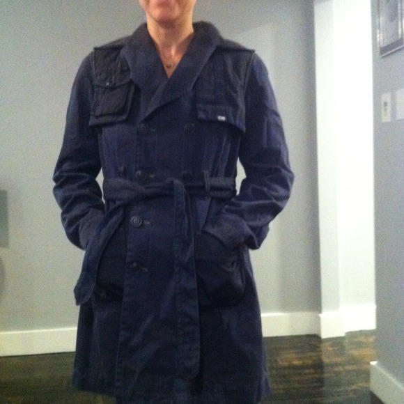 Diesel Brand Trench Coat- Navy Blue