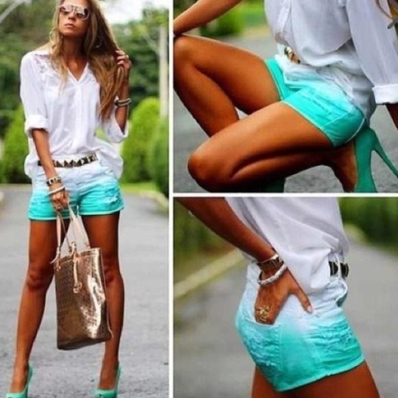 Aqua Blue ombré shorts one of a kid I made tie dye