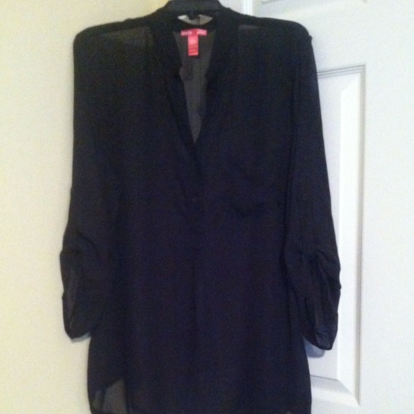 New Black Sheer Top with sleeves that roll up.