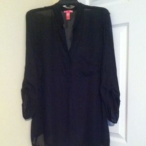 New Black Sheer Top with sleeves that roll up.