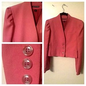 Red blazer with navy trim