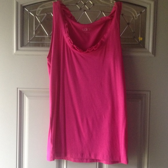 *SOLD* Price cut Ann Taylor Loft Pink ruffle tank